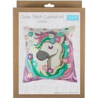 Trimits Half Stitch Cross Stitch Unicorn Cushion Kit, Pre Printed Canvas, Yarn and Needle Included, 40 x 40cm (15.75 x 15.75in), Cushion Back Included