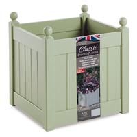 AFK Classic Square Wooden Painted Planter, 46cm, Heritage Sage