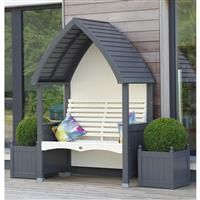 AFK Wooden Arbour Bench Garden Love Seats Charcoal and Cream Handmade Mi Cottage