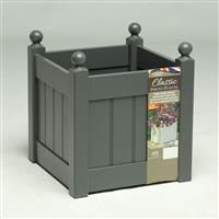 AFK Classic Square Wooden Painted Planter, 38cm Charcoal