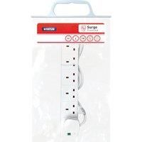 Status 6-Way 2 m 240 V Surge Protected Extension Lead - White