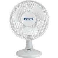 Status S9DESKFAN1PKB Portable 9-Inch Oscillating Desk Fan, White