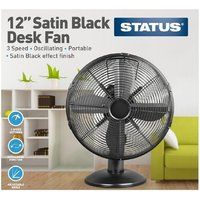 Status 12 Inch Oscillating Desk Fan - Satin Black