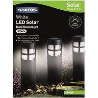 Status Coolah - 7cm - white LED - Solar - Bollard Stake Light - Black, 3 Pack