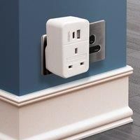 Status USB A & USB C Charging Port Power Adapter | White Plug Through Adaptor | S2USBACPT1PK5