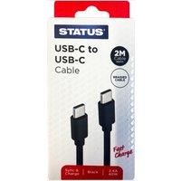Status USB C to USB C Charge Cable, Fast Charger, 2M Durable, 40w Fast Charging Cable, Black Braided, (Pack of 1), CTC2MBRBL10