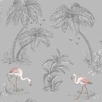 HOLDEN FLAMINGO LAKE WALLPAPER FEATURE WALL DECOR DUCK EGG, BLUE AND GREY NEW