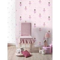 Holden Decor - Make Believe Ballerina Dancer Kids Girls Wallpaper - Pink 12460