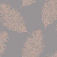 Holden Decor Statement Wallpaper Fawning Feather Grey/Rose Gold 12629 Full Roll