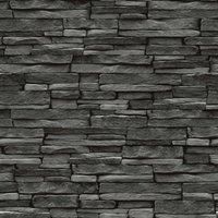 Holden DÃ£Â©cor Thornton Wallpaper 3D Slate Brick Effect Black Charcoal Modern