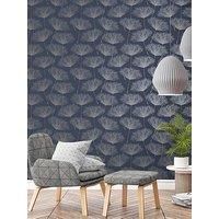 Navy Blue and Silver Glistening Fleur Dandelion Flower Wallpaper by Holden 12922