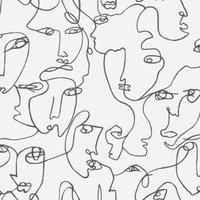 Holden Decor Abstract Faces Black White Wallpaper 12993 - Modern Line Art