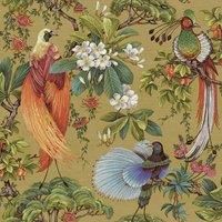 Holden Decor Outside in Songbird Ochre Wallpaper 13151 - Oriental Bird Tree Leaf