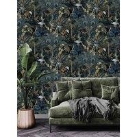 Holden Decor Jungle Paradise Navy Wallpaper 13180