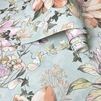 Holden Floral Fairies Wallpaper Colourful Flowers - Teal Green/Multi 13210