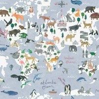 Holden Decor Animal Maps Around The World Blue Wallpaper 13250