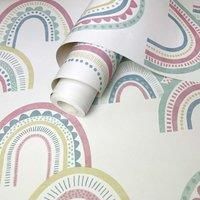 Holden Decor Boho Rainbow Pink Duck Egg Wallpaper 13281
