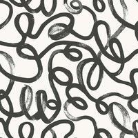 Holden Squiggle Doodle Effect Geometric Wallpaper Black/White 13360