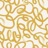Holden Abstract Squiggle Wallpaper Contemporary Line Art - Yellow & White 13361