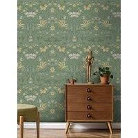 Holden Decor Vintage Floral Green Wallpaper 13550 - Botanical Flower Leaf Garden