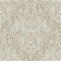 Woodland Animal Damask Harlen Wallpaper Beige 13559 Botanical Rabbits Hedgehogs