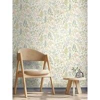 Floral Sprig Wallpaper Holden Flower Natural Pink Blue Green Yellow Botanical