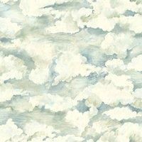 Holden Decor Cloudscape Soft Aqua Wallpaper 13711 - Sky Painted Clouds Nursery