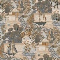 Palace Garden Wallpaper Royal Safari Animals Lions Tigers Giraffes 13761 Orange