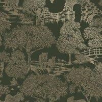 Holden Decor Zoo Lake Green Wallpaper Animal Print Trees Stylish Feature Wall