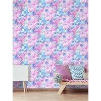 Neon Hearts Wallpaper Holden 13785 Pink / Blue Trendy Children's Bedroom Feature