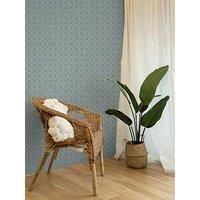 Geometric Sunburst Wallpaper Indian Diamond Metallic Sun Block Print 13841 Blue