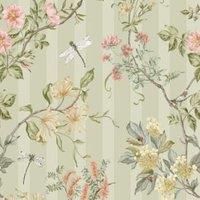 Sage Green Botanical Wallpaper Foliage Hampton Gardens Stripe Holden 13910