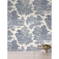 Osterley Vintage Inspired Toile Lush Wallpaper Trees, Foliage, Nature Ideal for Brdrooms, Lounges Blue Holden 13951