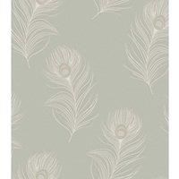 Holden Decor Opus Pavona Sage Wallpaper 36240 - Italian Peacock Feather Quill