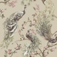 Holden Menali Peacock Glitter Wallpaper Exotic Bird Beige 36271