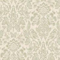 Botanical Wallpaper Damask Foliage Birds Hawthorn Meadow Sage Green Holden 76001