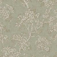 Sage Green Botanical Wallpaper Trees Vinyl Hawthorn Trail Foliage Holden 76011