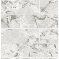 Large Odeon Marble Tile Wallpaper 89391 Dove Grey 3D Effect Tiling Holden