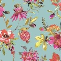 Holden Decor Melgrano Floral Soft Teal Metallic 10m Wallpaper 90520