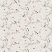 PHOEBE BIRDS WALLPAPER - PASTEL FLORAL BUTTERLY - VARIOUS COLOURS