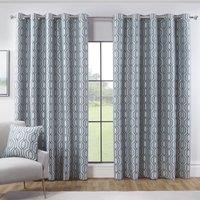 Dakota Modern Geometric Blackout Lined Eyelet Ring Top Curtains Pair
