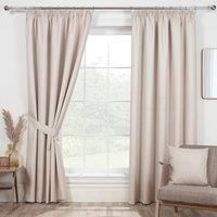 Sundour Eclipse Blackout Pencil Pleat Curtains Natural Beige 46x90 Fully Lined Curtain Taped Top