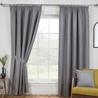 Sundour Eclipse Blackout Pencil Pleat Curtains Pewter Grey 46x90 Fully Lined Curtain Taped Top