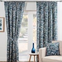 Sundour Aviary Light Filtering Pencil Pleat Curtains Blue 46x72 Fully Lined Curtain Taped Top