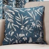 3" Pencil Pleat Curtains Aviary Floral Leaf Ready Made Pair By Sundour Bluebell