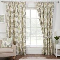 Sundour Coppice Light Filtering Pencil Pleat Curtains Green 46x72 Fully Lined Curtain Taped Top