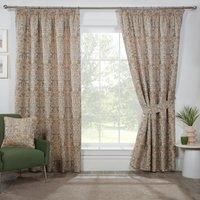 Sundour Kyoto Fully Lined Pencil Pleat Curtains Natural 90x72 Curtain Pair