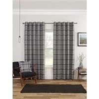 Blackout Highland Carnoustie Tartan Check Lined Eyelet Ring Top Curtains Pair