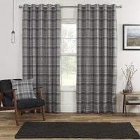 Sundour Carnoustie Eyelet Ring Top Curtains 90x72 Grey, Polyester, 90 x 72
