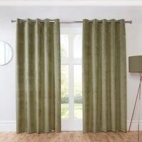 Solid Eyelet Curtains Blackout Fully Lined Ready Made Velvet Ring Top Casa